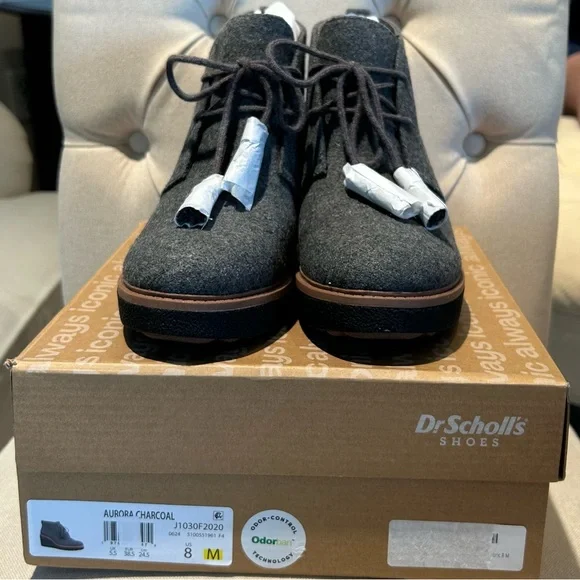 Dr. Scholl's Women's Aurora Gray Wedge Ankle Boots 3.25 Inches Wedge Heel Size 8 - Picture 9 of 16